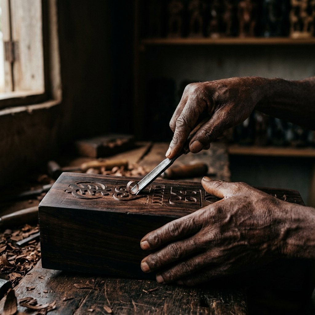 Artisan weaving a basket
